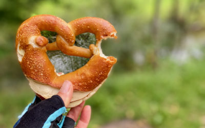 Brezel mit verschwommenem Hintergrund